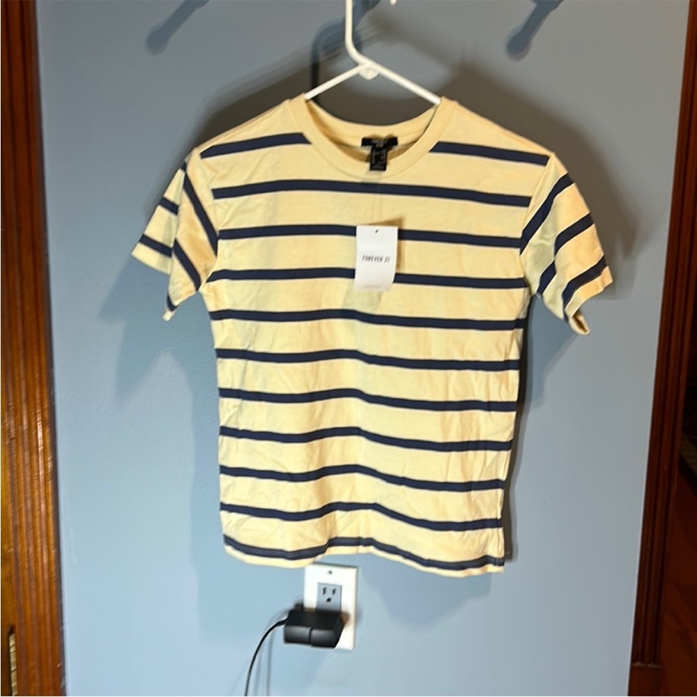 Yellow t shirt from forever 21 blue stripes